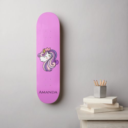 Pink unicorn skateboard
