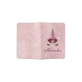 Pink  Unicorn Sparkle Princess Monogram Name Passport Holder (Opened)