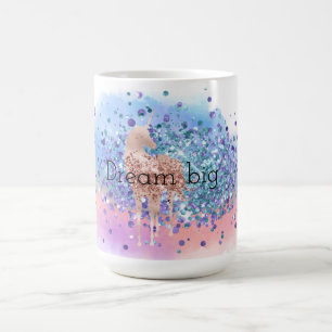 Pink Unicorn Sparkle Purple Aqua Glitter Confetti Coffee Mug
