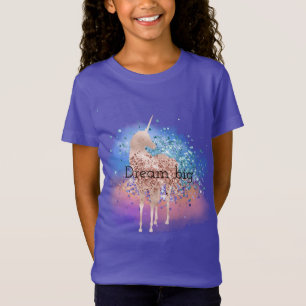 Pink Unicorn Sparkle Purple Aqua Glitter Confetti T-Shirt