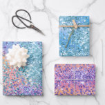 Pink Unicorn Sparkle Purple Aqua Glitter Confetti  Wrapping Paper Sheets