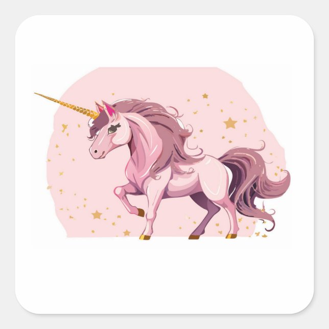 pink unicorn  square sticker (Front)