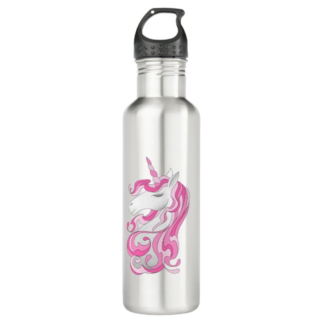 Pink Unicorn Stainless Steel Water Bottle (Front)