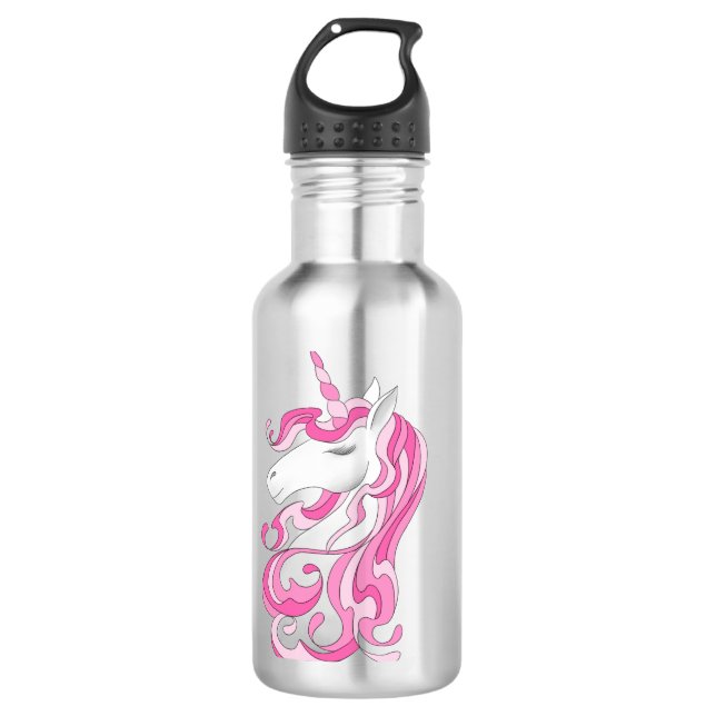 Pink Unicorn Stainless Steel Water Bottle (Front)