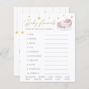 Pink Unicorn Stars Baby Shower Animals Game