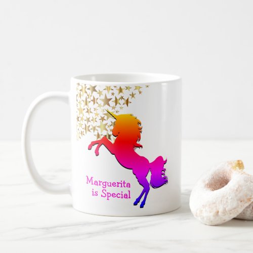 Pink UNICORN Stars Personalized Coffee Mug