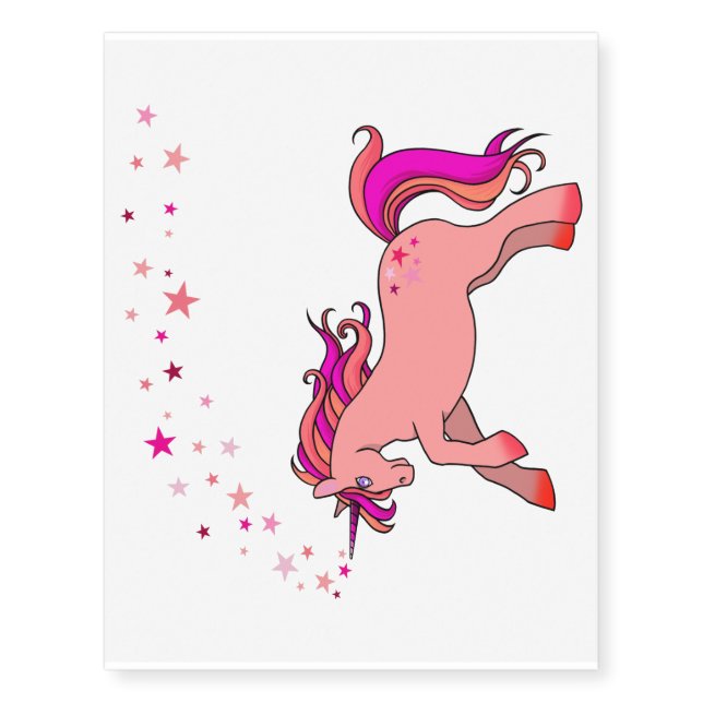 PINK UNICORN & STARS TEMPORARY TATTOO (Front)