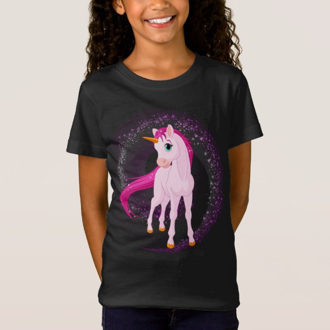 Pink Unicorn T-Shirt – Personalized Birthday Gift (Front)