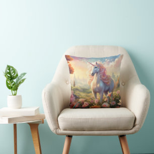 Pink Unicorn Throw Pillow