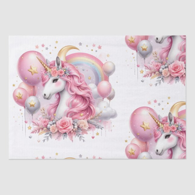 Pink Unicorn  Tissue Paper (Front)