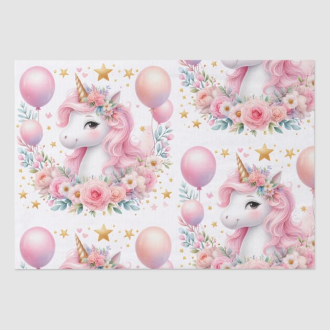 Pink Unicorn  Tissue Paper (Front)