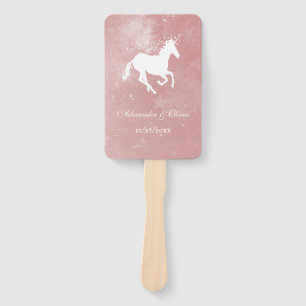 Pink Unicorn Wedding Favor Hand Fan