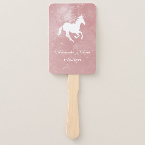 Pink Unicorn Wedding Favor Hand Fan