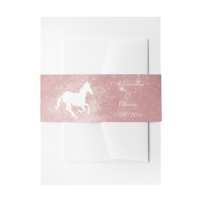 Pink Unicorn Wedding Invite Belly Band (Front Example)