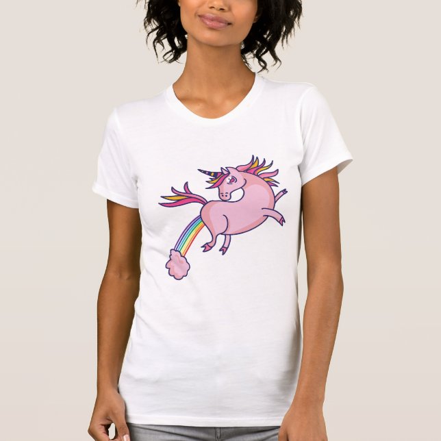 Pink Unicorn With Rainbow Farts T-Shirt (Front)