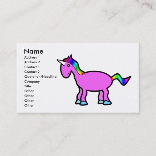 Pink unicorn with rainbow mane business card