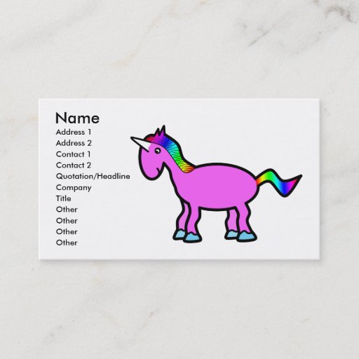 Customizable Pink unicorn with rainbow mane business card