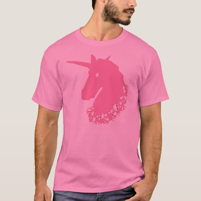 Pink Unicorn with Skulls T-Shirt (Front)
