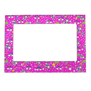 Pink Unicorns And Rainbows Magnetic Frame