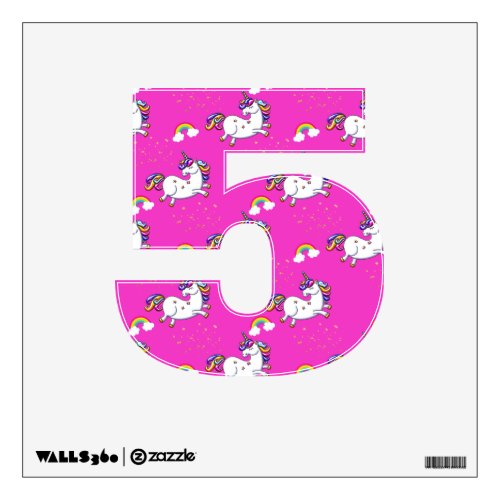 Pink Unicorns Fifth Birthday Party Decoration Wall Decal