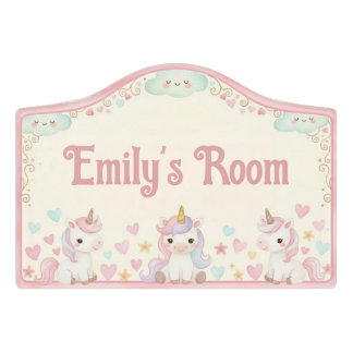 Pink Unicorns Hearts Girls Room Nursery Bedroom Door Sign