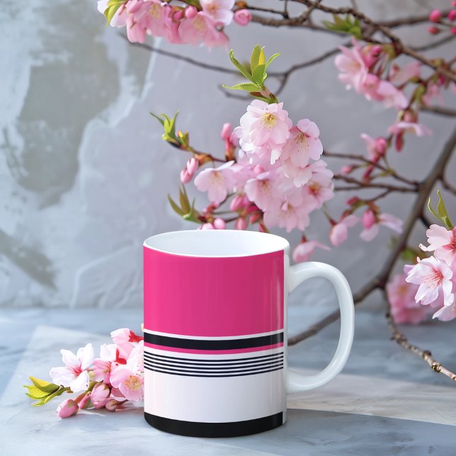 Pink Uniform Stripes Coffee Mug (mugs and cups)