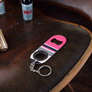 Pink Uniform Stripes Keychain Bottle Opener