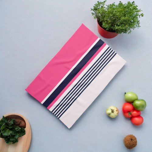 Pink Uniform Stripes Kitchen Towel