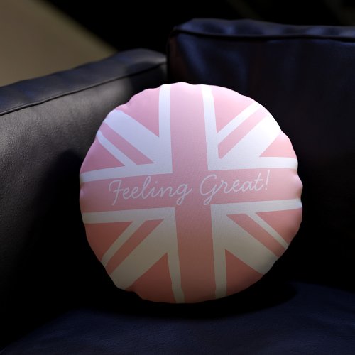 Pink Union Jack Flag Great Britain Round Pillow