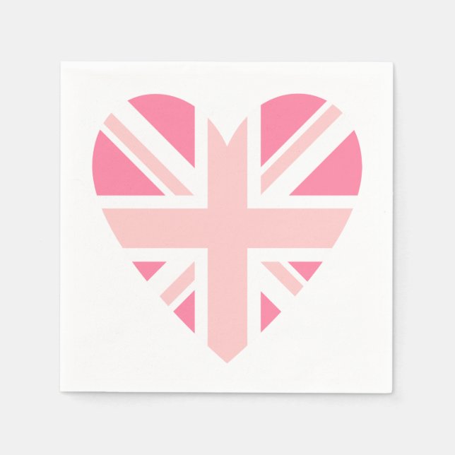 Pink Union Jack/Flag Heart Paper Napkins (Front)