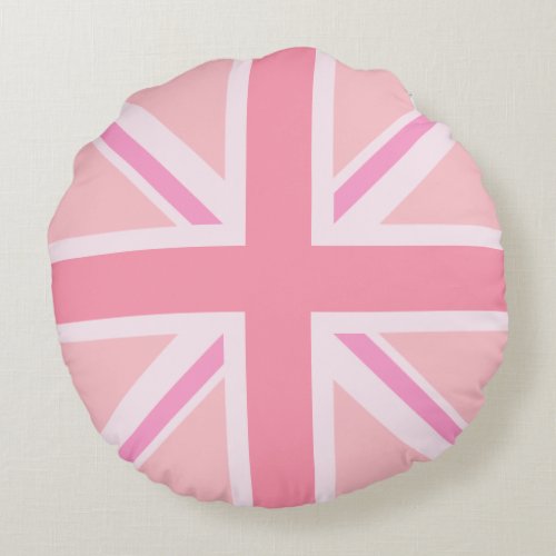 Pink Union JackFlag Round Pillow