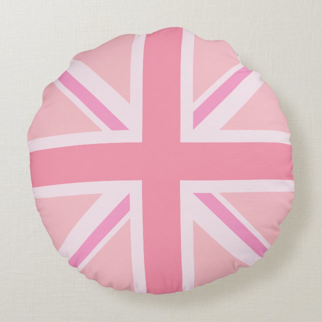 Pink Union Jack/Flag Round Pillow (Back)