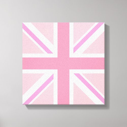 Pink Union JackFlag Square Design Canvas Print