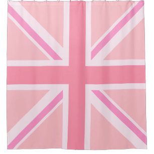 Pink Union Jack/Flag Square Design Shower Curtain