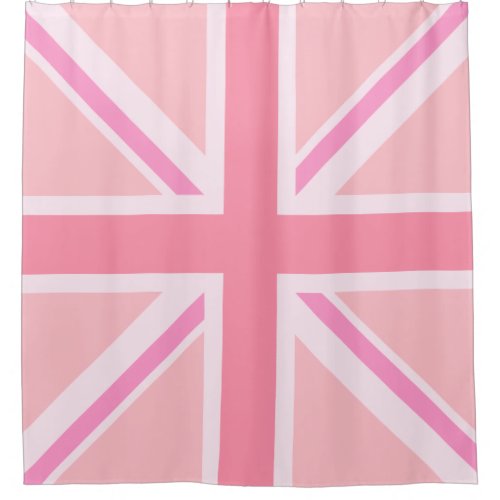 Pink Union JackFlag Square Design Shower Curtain