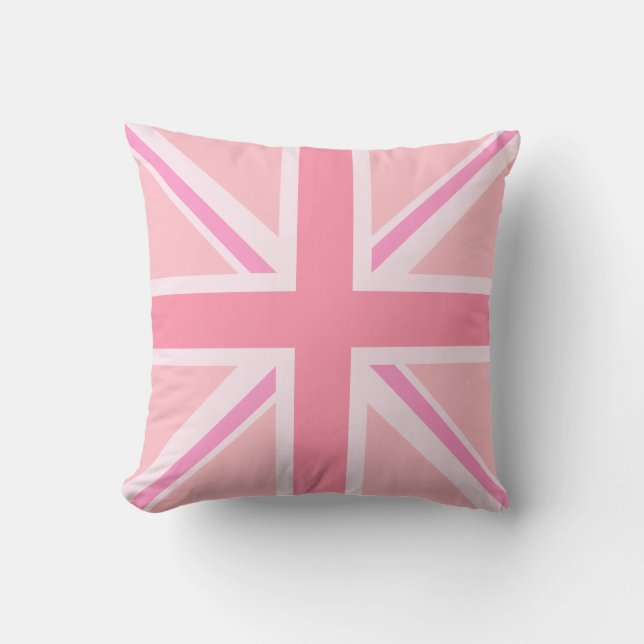 Pink Union Jack/Flag Square Design Throw Pillow (Front)