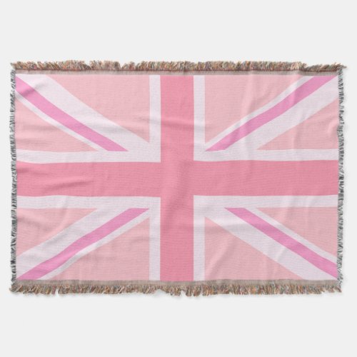 Pink Union JackFlag Throw Blanket