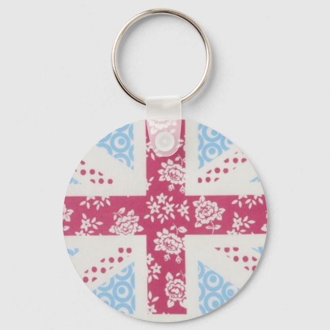 pink union jack keychain (Front)