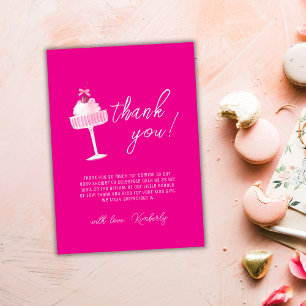 Pink Unique Brunch Cherry Champagne Baby Shower Thank You Card