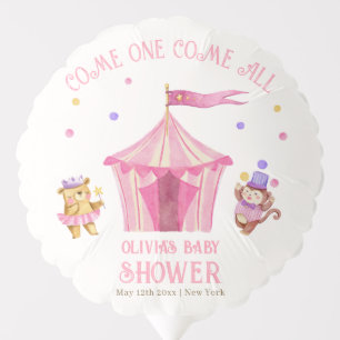 Pink Unique Circus Bear Monkey Baby Shower Balloon