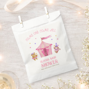 Pink Unique Circus Bear Monkey Baby Shower Favor Bag