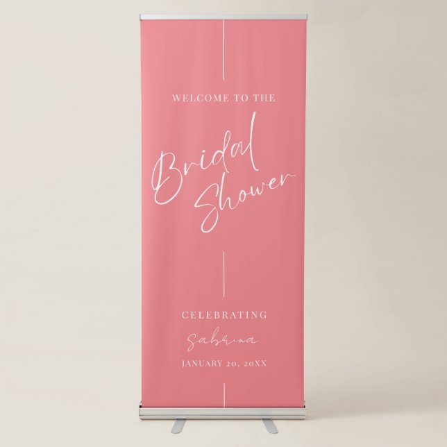 Pink Unique & Modern Bridal Shower Welcome Retractable Banner (Front)