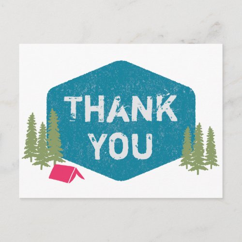 Pink Unique Personalized Camp Birthday Thank You Postcard
