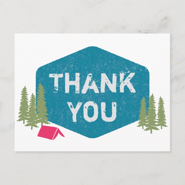 Pink Unique Personalized Camp Birthday Thank You Postcard (Front)