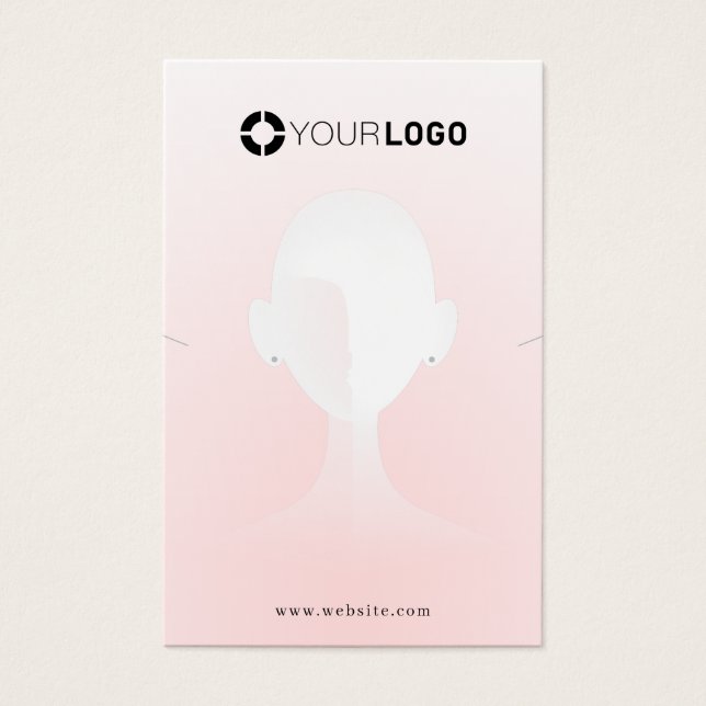 Pink unique portrait custom logo earring display (Front)