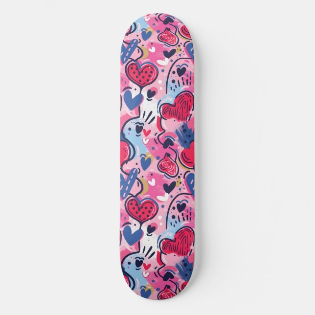 Pink Unique Retro Y2K Unique Design Skateboard (Front)