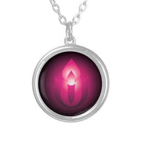 Pink Unitarian Universalism flaming chalice  Silver Plated Necklace