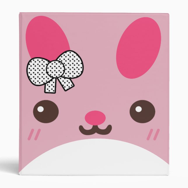 Pink Usagi Bunny Rabbit 3 Ring Binder (Front)