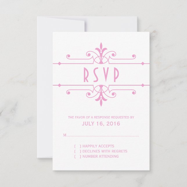 Pink v2 Fancy Ornamental Response Card (Front)