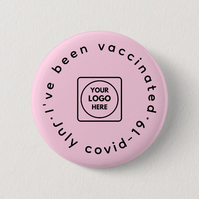 Pink Vaccinated Logo | Modern Covid-19 Awareness  Button (Front)